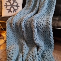 Ръчно плетено  одеяло Alize puffy , снимка 1 - Олекотени завивки и одеяла - 39057975