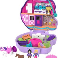 Игрален комплект Polly Pocket Jumpin' Style Pony - Пони с 2 мини кукли и 12 аксесоара / Mattel, снимка 1 - Кукли - 40972210