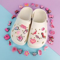 Нови 36 броя различни форми розови аксесоари за обувки Croc джапанки Момичета Подарък, снимка 8 - Други - 41793894
