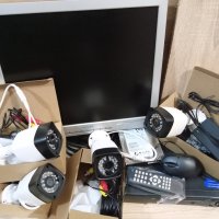 Пълно видеонаблюдение - 250gb HDD + 17ка Монитор + DVR + 4 камери 3мр 720р + Захранване + Кабели, снимка 1 - Комплекти за видеонаблюдение - 39850785