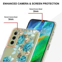 Samsung Galaxy S21 FE 5G Силиконов Прозрачен Гръб С Цвете - Синя Роза, снимка 4 - Калъфи, кейсове - 35920671