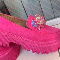 Розови мокасини с цветни камъни , снимка 10 - Дамски ежедневни обувки - 44841382