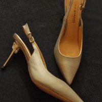 Сребристо елегантни обувки FABIANO, снимка 2 - Дамски обувки на ток - 37962445