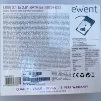 Нов адаптер за хард диск EWENT USB 3.1 to 2.5 inch SATA, снимка 2 - Други - 41754123