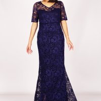 ИЗГОДНО Официална дълга дантелена дамска рокля в тъмно синьо и кралско лилаво от 269 на 179лв, снимка 3 - Рокли - 44192083