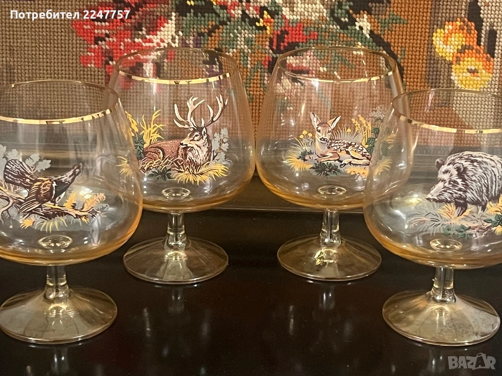 Кристални чаши Ловен мотив 500 мл, снимка 1