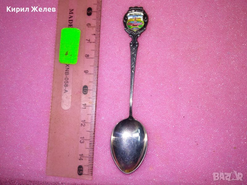 Bad Füssing СТАРА НЕМСКА КОЛЕКЦИОНЕРСКА ЕМАЙЛИРАНА СРЕБЪРНА ЛЪЖИЧКА За КАФЕ СРЕБРО 800 ПРОБА 42995, снимка 1