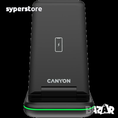 Безжично зарядно за телефон CANYON WS- 304, Foldable 3in1 Wireless charger, Черен SS30261, снимка 1