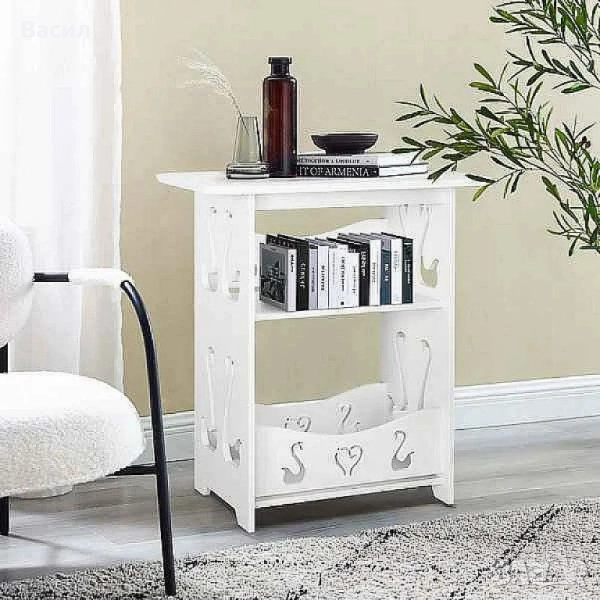 Маса за балкон или офис с три нива на съхранение изработена от устойчива на износване pvc материал, снимка 1