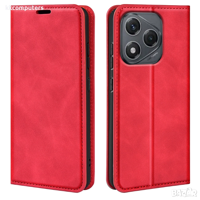 Кожен калъф-Портфейл за Honor X7d / 400 Smart- Магнитно затваряне, Държач за Карти и Стойка, вкл. Пр, снимка 1