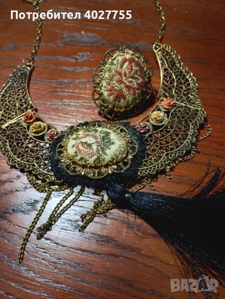 Колие и пръстен с гоблен,, снимка 1