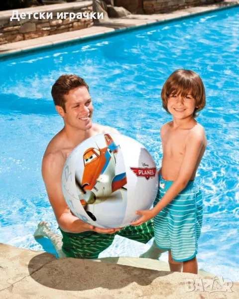 Надуваема топка Planes INTEX, 61 см, PVC, за деца над 3 години, цветна, снимка 1