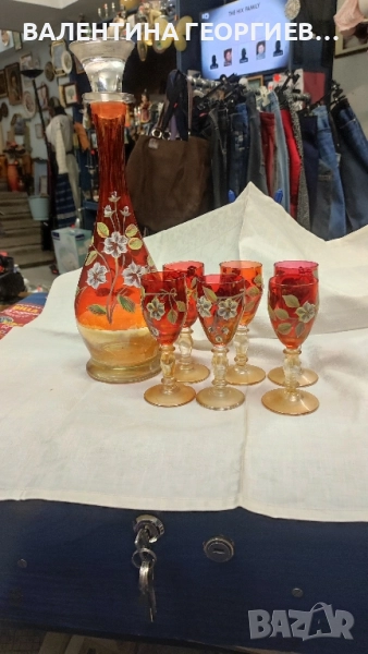 Сервиз шише с шест чаши , снимка 1