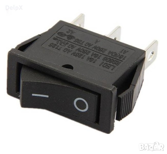 Ключ, 3pin, 2 положения, черен, 250V, 20A, 28x11mm, снимка 1