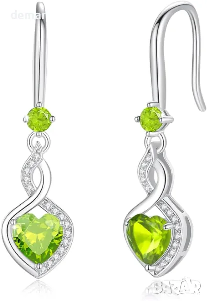 FANCIME Heart Infinity Висящи капкови обеци 925 стерлингово сребро, скъпоценен камък сърце, снимка 1