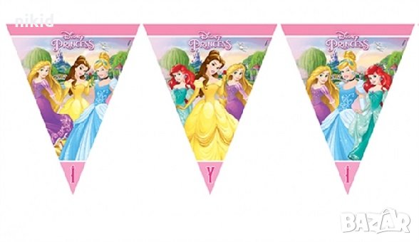 3 принцеси Снежанка Рапунцел Белл Ариел Парти Гирлянд Знаменца Флаг Банер флагчета , снимка 1