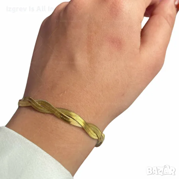 Дамска гривна, усукана плетка с 2 нишки тип рибена кост, снимка 1