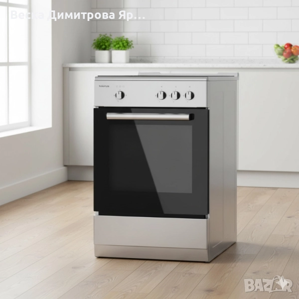 Газова печка Taurus CIG3FIXMG – 3 горелки, газова фурна 43L, инокс корпус, с дефект, снимка 1