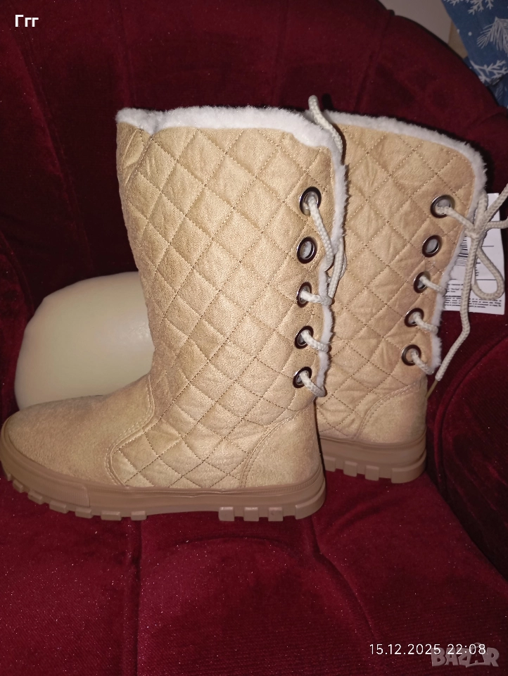Дамски зимни ботуши с връзки, снимка 1