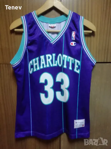 CHARLOTTE HORNETS ALONZO MOURNING CHAMPION NBA ОРИГИНАЛЕН ПОТНИК РАЗМЕР L JERSEY , снимка 1