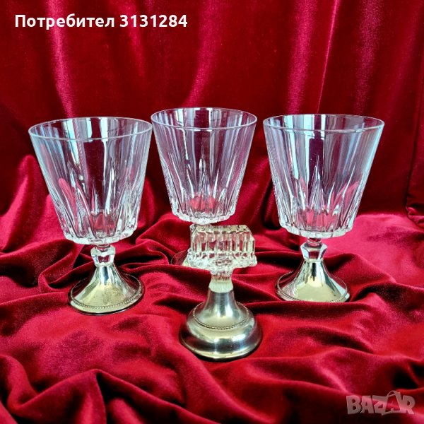 Антикварнини френски кристални чаши и печат Франция, снимка 1