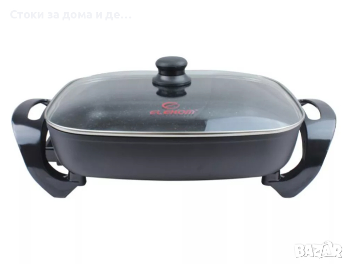 ✨Електрически тиган/тенджера ELEKOM ЕК-3038 M, Мраморно покритие, 1500W, Сив/Черен , снимка 1