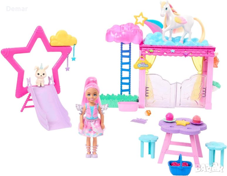 Комплект за игра Barbie Chelsea Doll and Pegasus, барби с пегасус, снимка 1