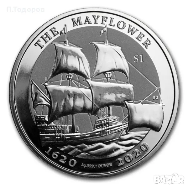 Сребро 1 oz Кораба Мейфлауер 2020, снимка 1