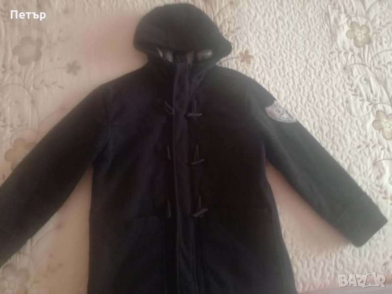 Продавам черно зимно палто с качулка-марково, снимка 1