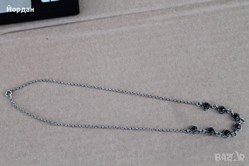 Сребърно колие с камъни гранати, снимка 1