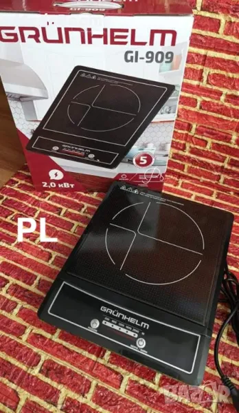 Индукционен котлон Grunhelm GI-909, 2000W, Керамична плоча, 5 нива, LED, Черен, снимка 1