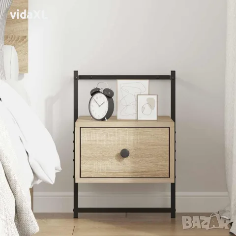 vidaXL Нощно шкафче стенно сонома дъб 35x30x51 см инженерно дърво, снимка 3 - Шкафове - 56148113