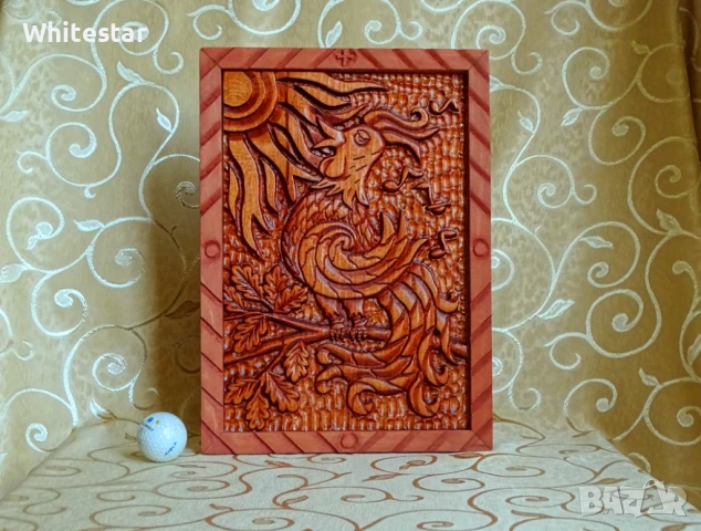 Дърворезба "Петел пее - слънце грее", снимка 2 - Пана - 50905738