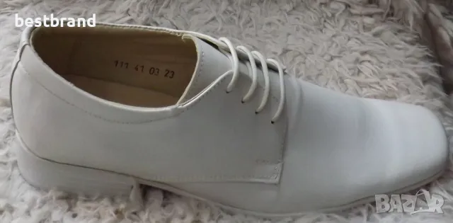 Мъжки елегантни обувки от естествена кожа, в бял цвят, код 208/79