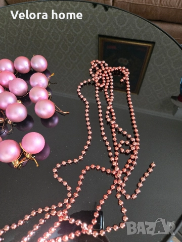 Розов сет от коледни играчки + гирлянд, снимка 2 - Декорация за дома - 52920506