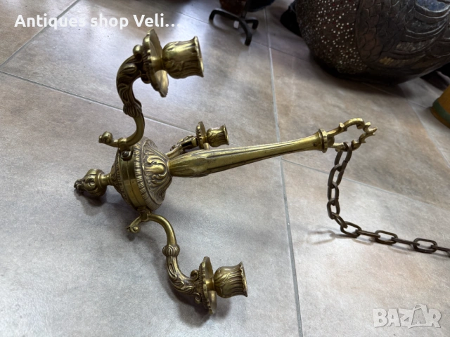 Бронзов свещник полоилей №7895, снимка 3 - Антикварни и старинни предмети - 53646389