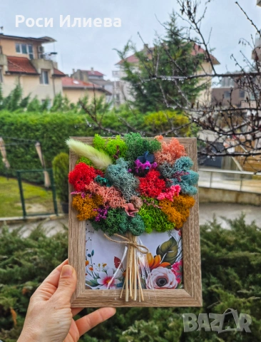 Картина "Вечен Букет" декорирана със скандинавски мъх , снимка 3 - Картини - 53491868