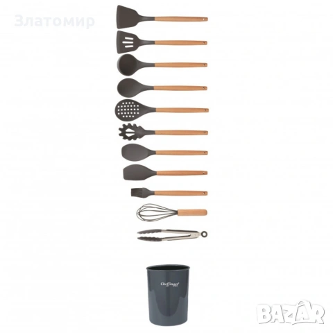Комплект 12 части кухненски прибори със стойка Cheffinger , снимка 4 - Форми - 53180462