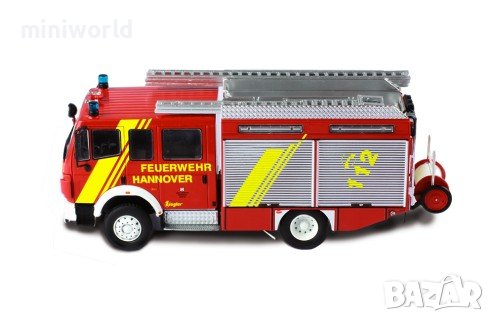 Mercedes-Benz LF 16/12 Ziegler Hannove пожарна 1995 - мащаб 1:43 на IXO нов в PVC дисплей-кейс, снимка 2 - Колекции - 44381465