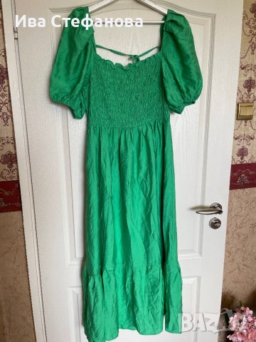 Дълга елегантна нова буфан ръкав къдри волани зелен зелена рокля Reserved, снимка 6 - Рокли - 41202557