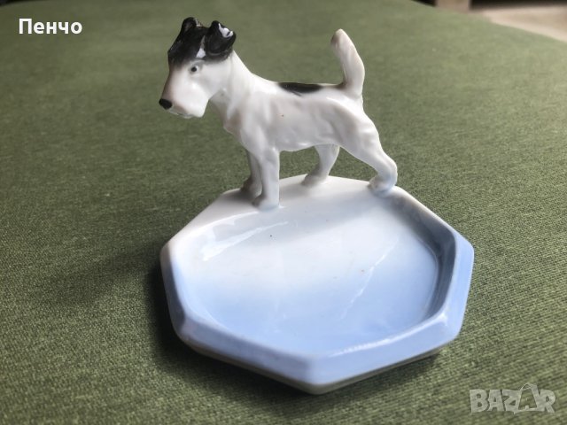 красива порцеланова фигурка-пепелник КУЧЕ, снимка 1