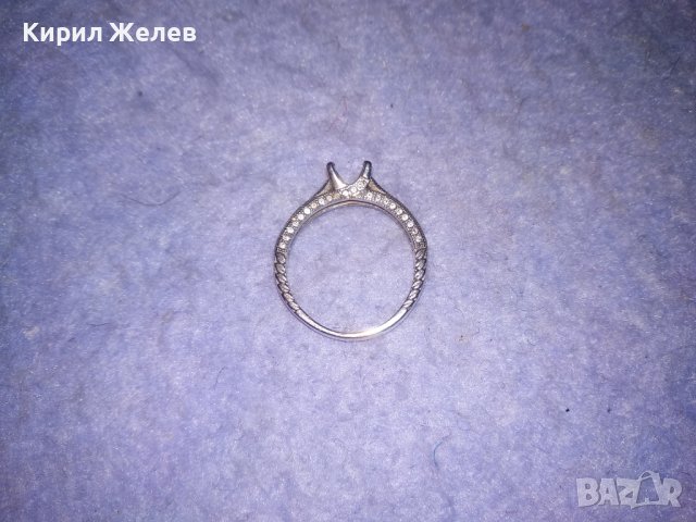 ГОДЕЖЕН СРЕБЪРЕН ПРЪСТЕН СРЕБРО 925 с БЯЛА ПОЗЛАТА и ЦИРКОНЧЕТА с ГНЕЗДО за ВГРАЖДАНЕ на КАМЪК 36475, снимка 6 - Пръстени - 39643113