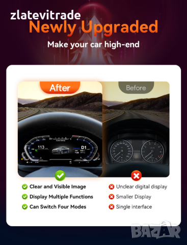 ДИГИТАЛЕН КИЛОМЕТРАЖ ЗА BMW F30 F31 F34 F32 F33 F36 12.3" , 9751, снимка 4 - Навигация за кола - 44931886