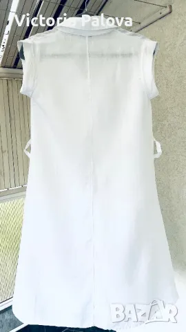 Бяла ленена рокля PIAZZA ROMA Италия, снимка 8 - Рокли - 49875164