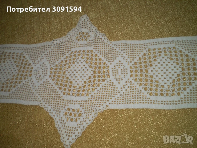 Винтидж плетена на една кука дантела от 30-те години на миналия век, продълговата покривка за маса, , снимка 4 - Покривки за маси - 50959404