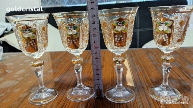 кристални чаши Бохемия , снимка 4 - Антикварни и старинни предмети - 51887635