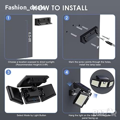 Нови 2 броя Слънчеви соларни светлини лампи на открито, 341 LED 3500LM, снимка 7 - Лед осветление - 41514365