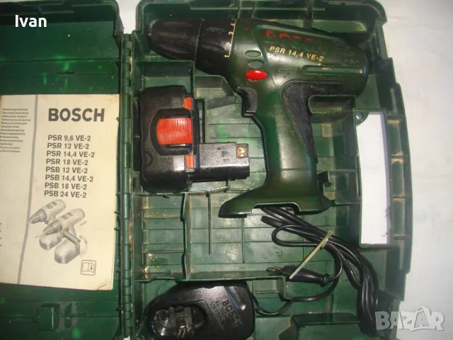 BOSCH PSR 14,4VE-2 ОРИГИНАЛЕН ШВЕЙЦАРСКИ ВИНТОВЕРТ БОШ 14,4 ВОЛТА С МАГНИТЕН ДИСПЛЕЙ  КУФАР ЗАРЯДНО 
