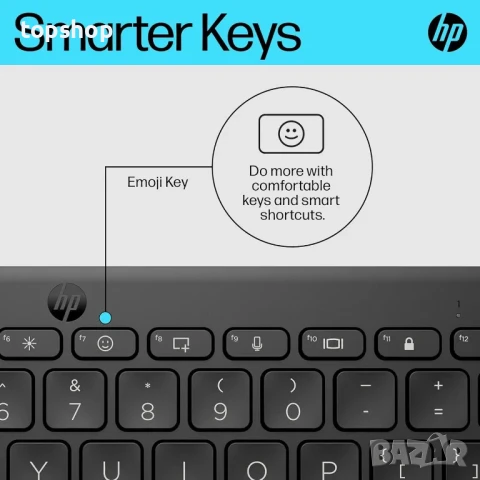 НОВА Компактна Bluetooth клавиатура HP 350, до 3 устройства чрез Bluetooth 5.2, Multi-OS..., снимка 5 - Клавиатури и мишки - 50555885