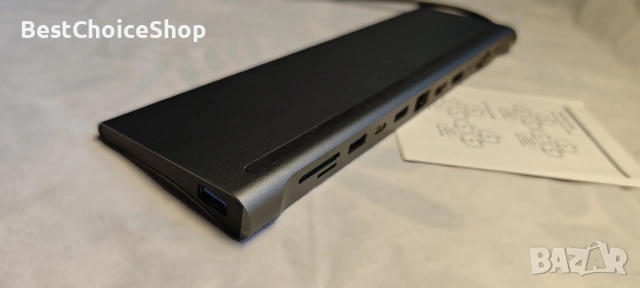USB-C Докинг станция 12 в 1 Хъб с 3 монитора DP HDMI VGA адаптер – Лаптоп док, снимка 6 - Кабели и адаптери - 53519449